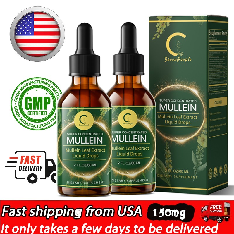2 Pack Mullein Drops for Lungs | Respiratory Support & Cleanse Liquid Extract
