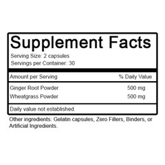 60 Wheatgrass & Ginger Root Capsules | Digestion, Alkalinity, Nutrients & More