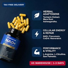 Boostiva NAD+ Supplements for Men, with Resveratrol, CoQ10, L Citrulline and Lyc