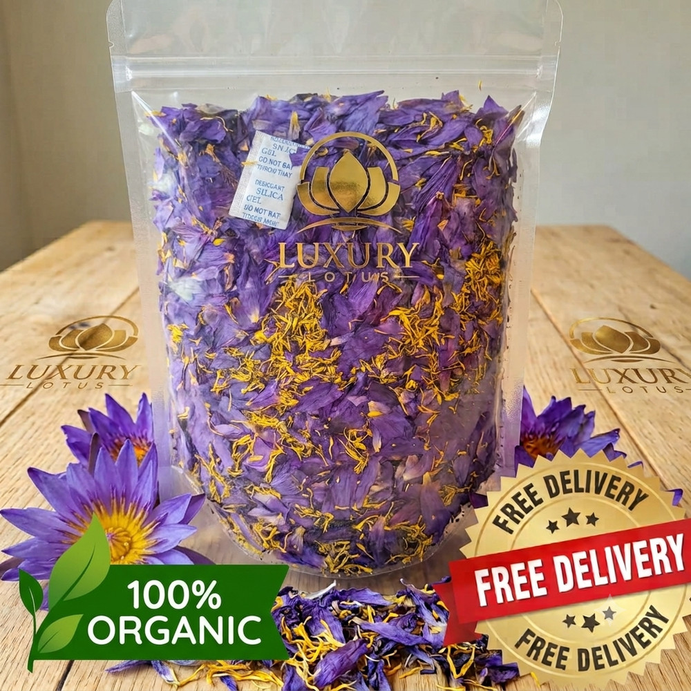 Ceylon 100% Organic Pure Dried Blue Lotus Petals Herbal Tea Nymphaea Caerulea+++