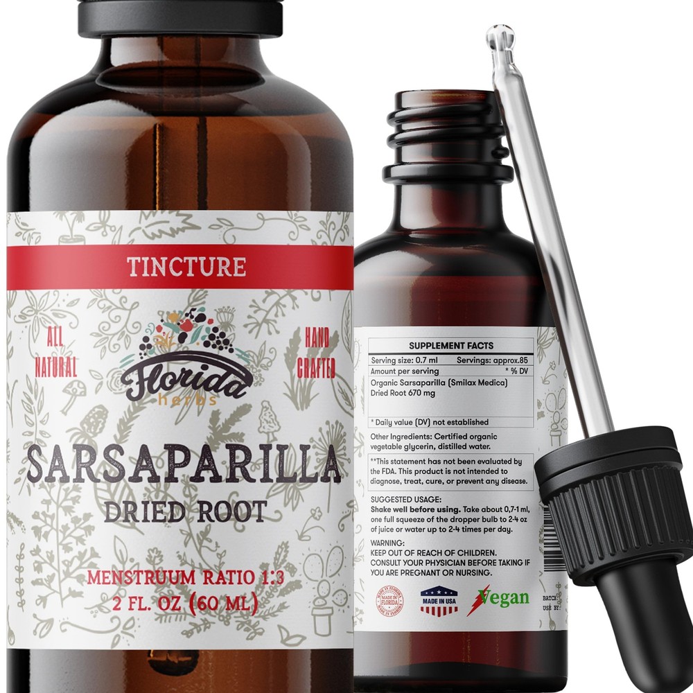 Sarsaparilla Tincture, Organic Sarsaparilla Extract Smilax Medica Dried Root,…