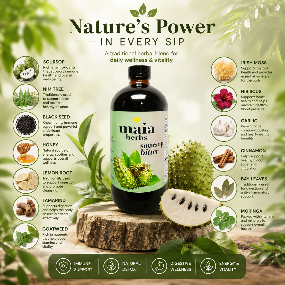 Soursop Bitters Pure 16 oz 100% Natural Detox Herb – Gut Digestive Health