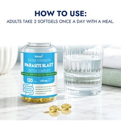 Extra Strength Parasite Blast Detox Complex 120 Softgels Gut Herbal Supplement