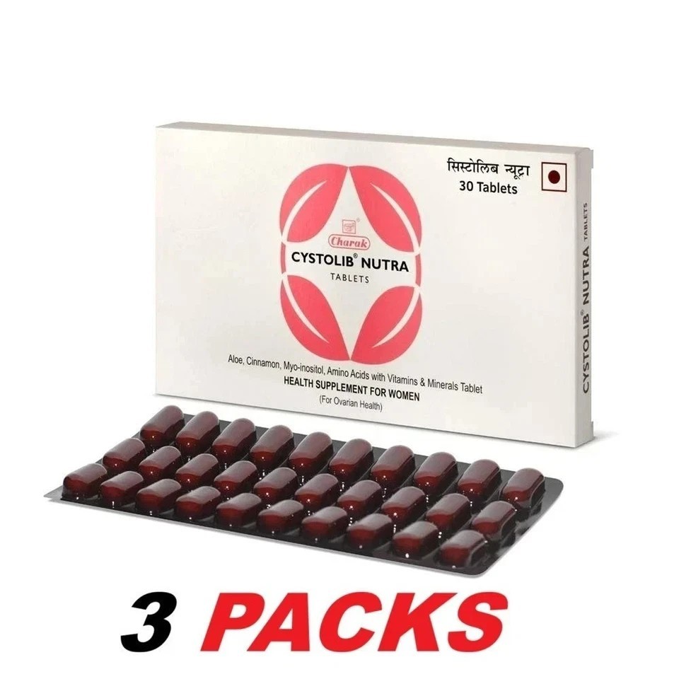 3 x Charak Cystolib Nutra Supports PCOS & Hormonal Balance t600
