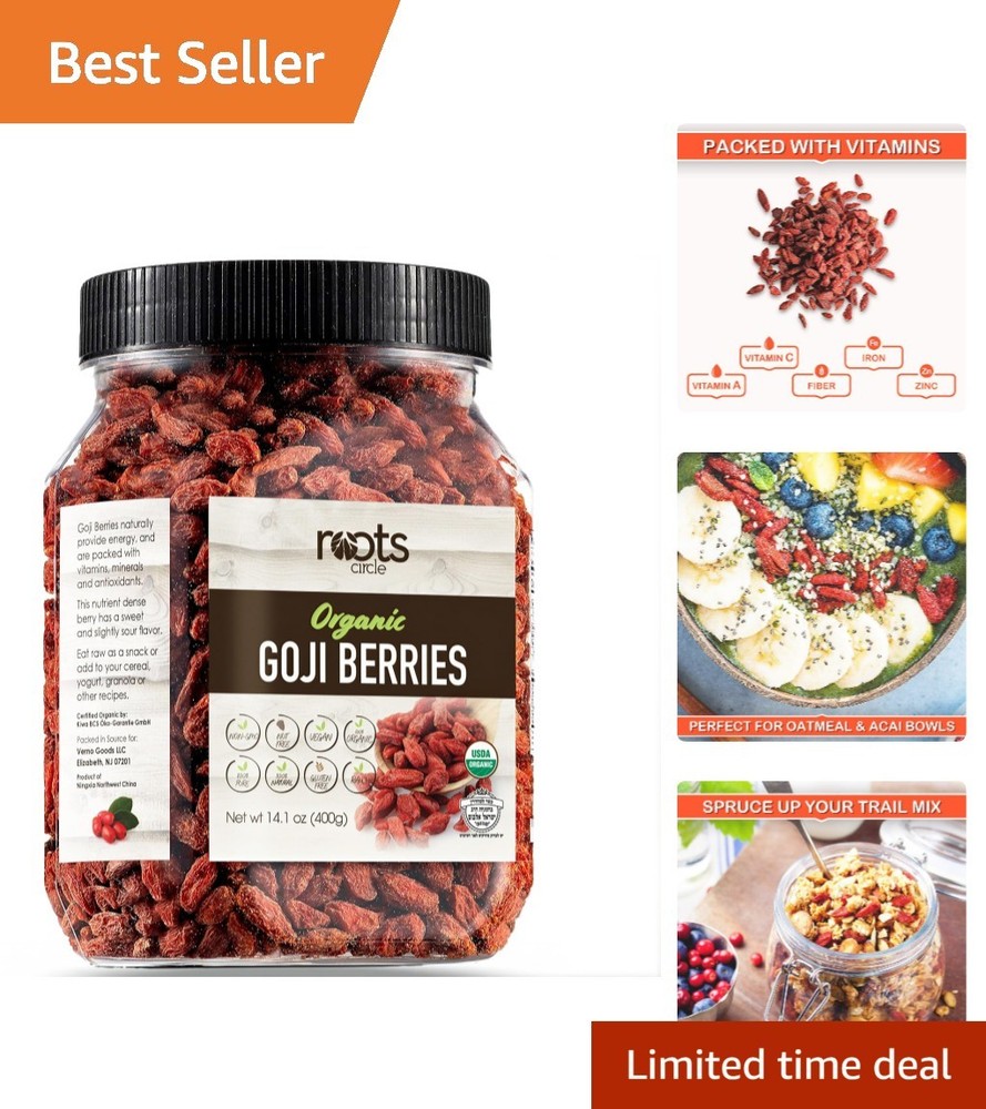 USDA Organic Dried Goji Berries 14.1oz Jar 1 Pack | Bulk Supply of Goji Berry…