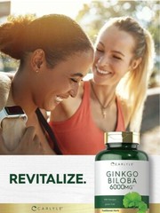 Ginkgo Biloba 6000 Mg Supports Healthy Brain Function Mental Alertness, 200 Caps