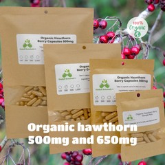 Organic Hawthorn Berry (Crataegus) 500mg and 650mg vegetarian or pullulan