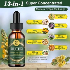 Mullein Leaf Extract Super Concentrated 420,000 MG 2 FL.OZ/60 ML Lung Cleanse