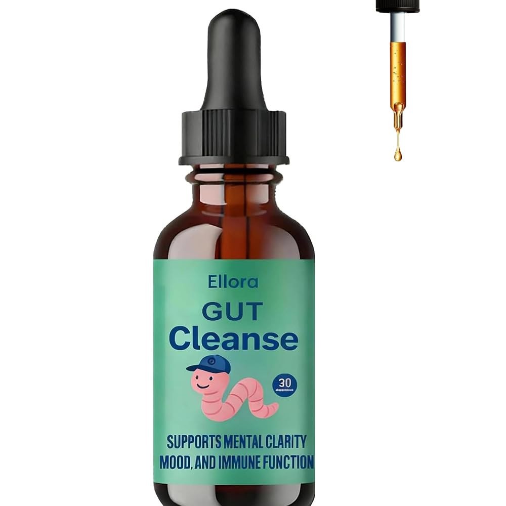 ELLORA Gut Cleanse Drops with Black Walnut Hull, Wormwood, Clove, Oregano, 30ML