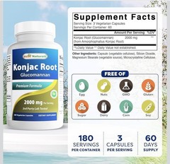 Best Naturals Konjac Root 2000mg Tablets – 180 Count