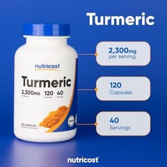 Nutricost Turmeric Curcumin with BioPerine and 95% Curcuminoids, 2300mg, 120 Cap