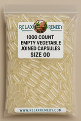 Empty VEGETABLE Capsules 1000 Count – Size 00 Non-GMO Clear, Joined, VEGETARIAN