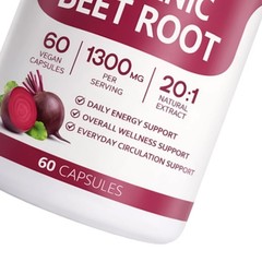 Organic Beravia Organic Beet Root Capsules, Purely Organic, Non-GMO 60-Counts