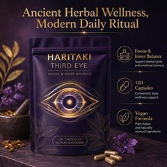 Haritaki Third Eye Capsules Organic Terminalia Chebula Vegan Non GMO 120 Ct..
