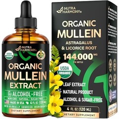 USDA Organic Mullein Leaf Liquid Extract for Lung Support 4 oz