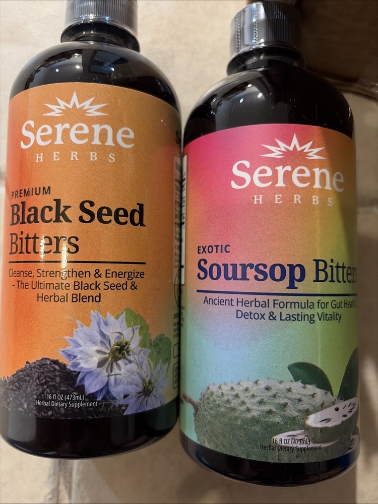 2X Serene Herb Exotic 1 Soursop Bitters &1 black Seed Liquid Gut Health Detox