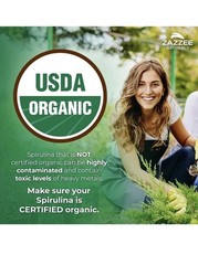 Zazzee USDA Organic Spirulina Powder 2.2 Pounds (1 KG), 303 Servings, 100%…