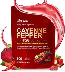 Cayenne Pepper Softgels, with Vitamin D3 K2+E and Extracts of Grape Seed, Hawtho