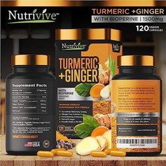Nutrivive Turmeric Curcumin w/Ginger BioPerine 1500mg Blk Pepper 120 Caps-X-9/26