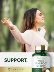 Wild Yam Root Capsules | 1200mg | 200 Count | Non-GMO, Gluten Free | by Carlyle