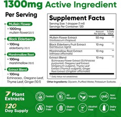 Fidus Mullein Drops 7-Herb Lung & Lymphatic Support Respiratory Detox 4 Fl Oz