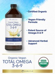 Omega 3 6 9 Liquid | 16 fl oz | Organic, Cold Pressed | Vegan | by Carlyle