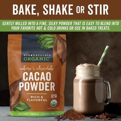 Organic Cacao Powder, Unsweetened, 8 oz (227 g) – Rich Dark Chocolate Flavor,