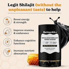 Better Alt Pure Himalayan Shilajit Sticks Organic with Honey, Organicly Sweeter