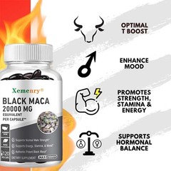 Black Maca 20000mg -Testosterone Booster, Muscle Health, Supports Desire Stamina