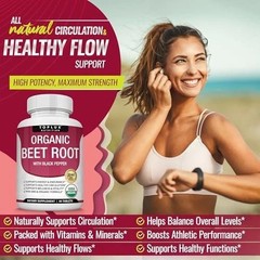 3PCS Beet Root Capsules 2040 Mg Organic Beetroot Powder Extract + Black Pepper