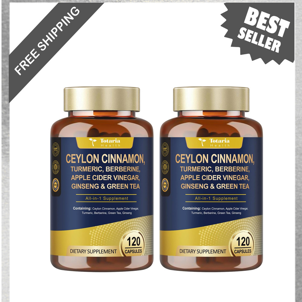 Organic Ceylon Cinnamon Capsules 18-in-1 Extract, Berberine Apple Cider Vinegar