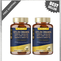 Organic Ceylon Cinnamon Capsules 18-in-1 Extract, Berberine Apple Cider Vinegar