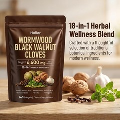 Holior 18-in-1 Black Walnut & Wormwood Herbal Blend for 240 Count (Pack of 1