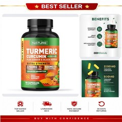 Turmeric Curcumin 2250mg 90 Capsules Joint Support Built by Nature