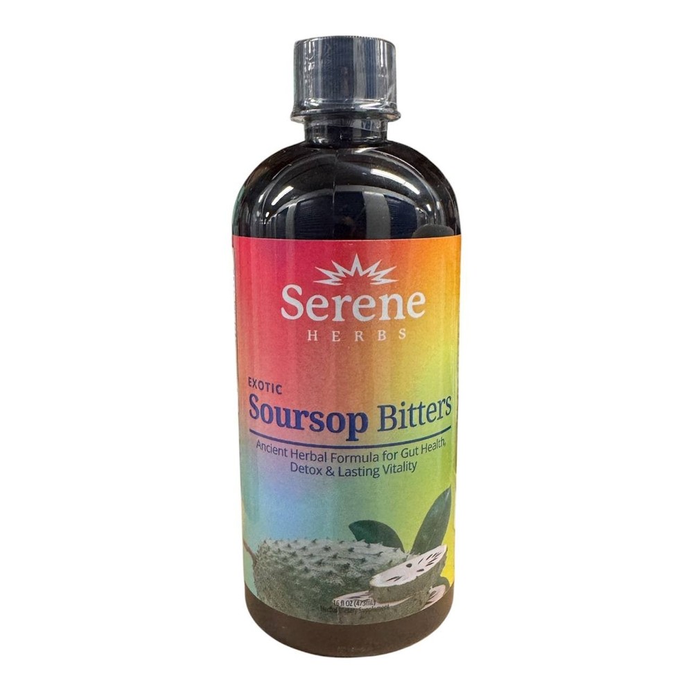 Serene Herb Exotic Soursop Bitters Liquid Gut Health Detox Lasting Vitality 16oz