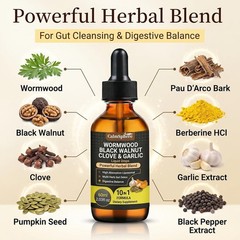 Wormwood Black Walnut Clove Liquid Drops, Liposomal Wormwood Tincture, Organi…