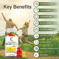 Mullein Leaf Gummies 2000mg Lung Cleansing,Respiratory Support Supplement 60 Pcs
