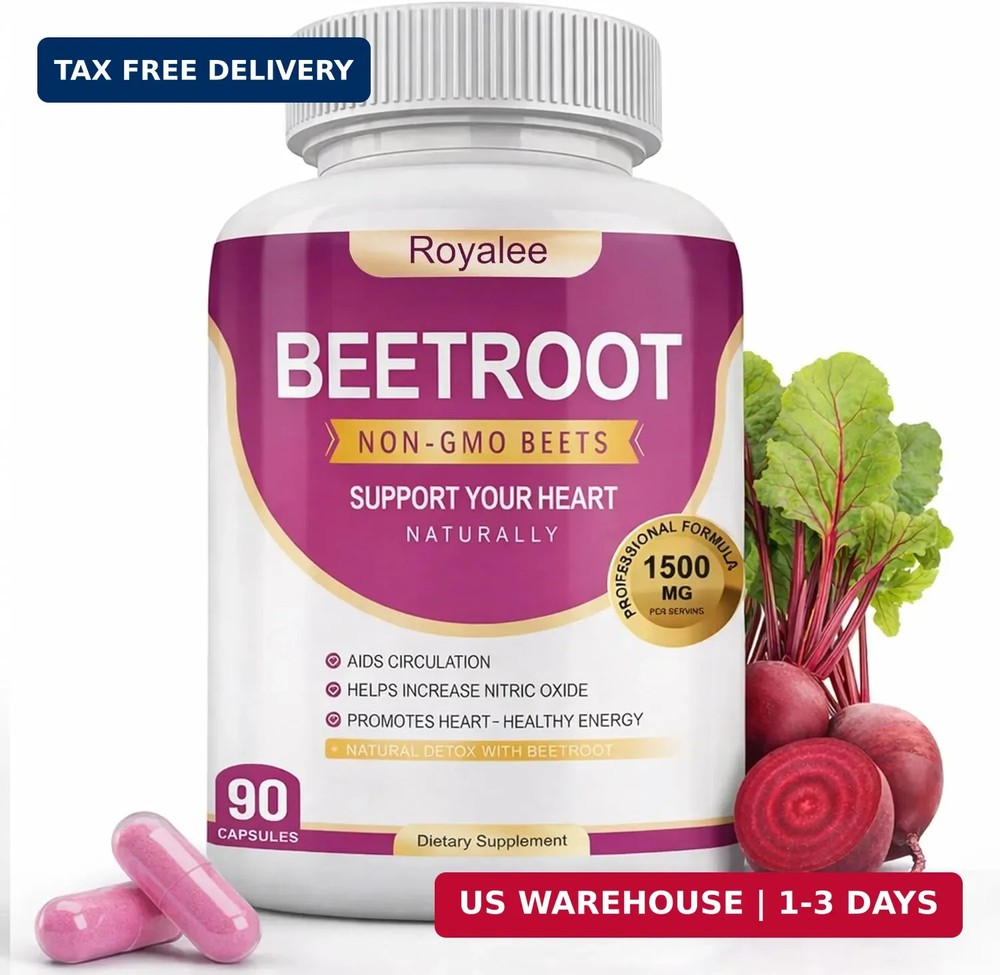 Organic Beet Root Powder 1500mg – High Potency for Heart Health, Energy & Stamin