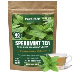 Pure Perk Spearmint Tea- 40 Tea Bags Premium Spearmint Leaf Herbal Tea For PCOS