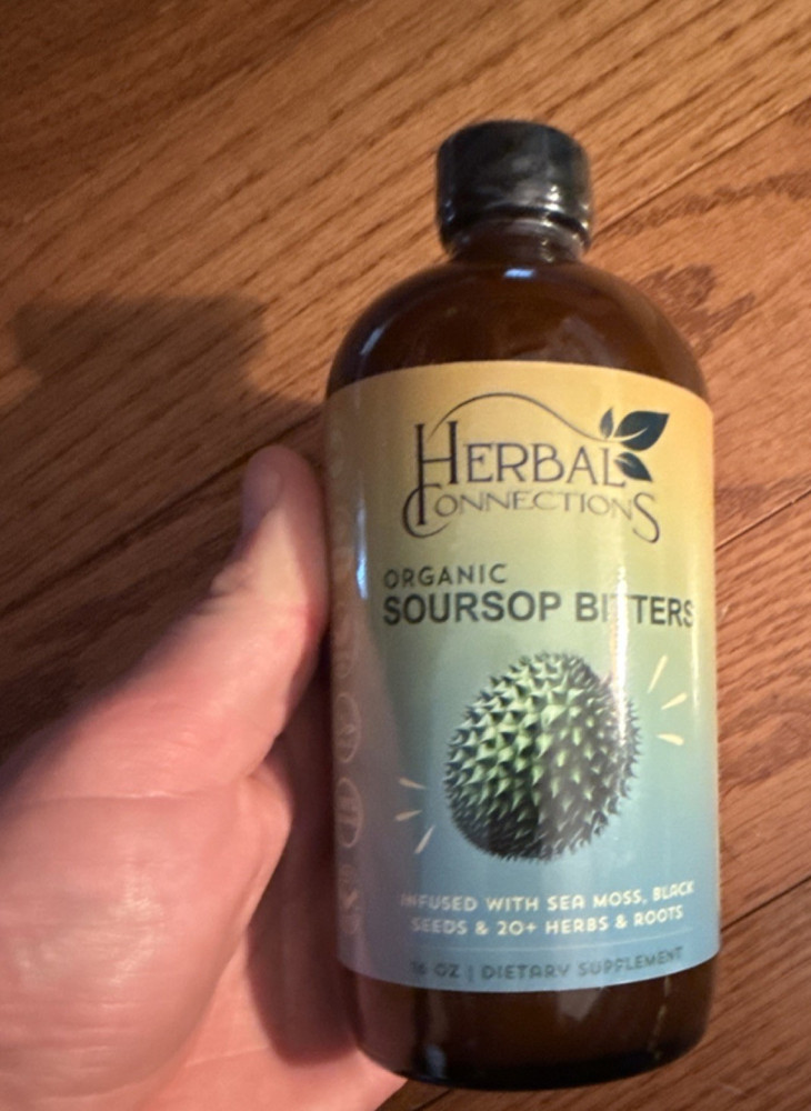 Herbal Connections Organic Soursop Bitters Liquid 16 oz Immune Support Lot 006