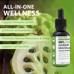 Organic Soursop Extract Drops – Pure Soursop Leaves & Fruit, Sugar/Gluten Free,