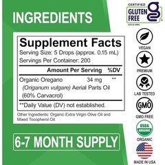 LUXRY NEW Oregano Oil Organic Liquid Drops – 6 Month Supply Organic Oil