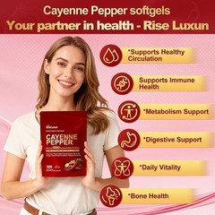 Cayenne Pepper Softgels, with Vitamin D3 K2+E and Extracts of Grape Seed, Hawtho