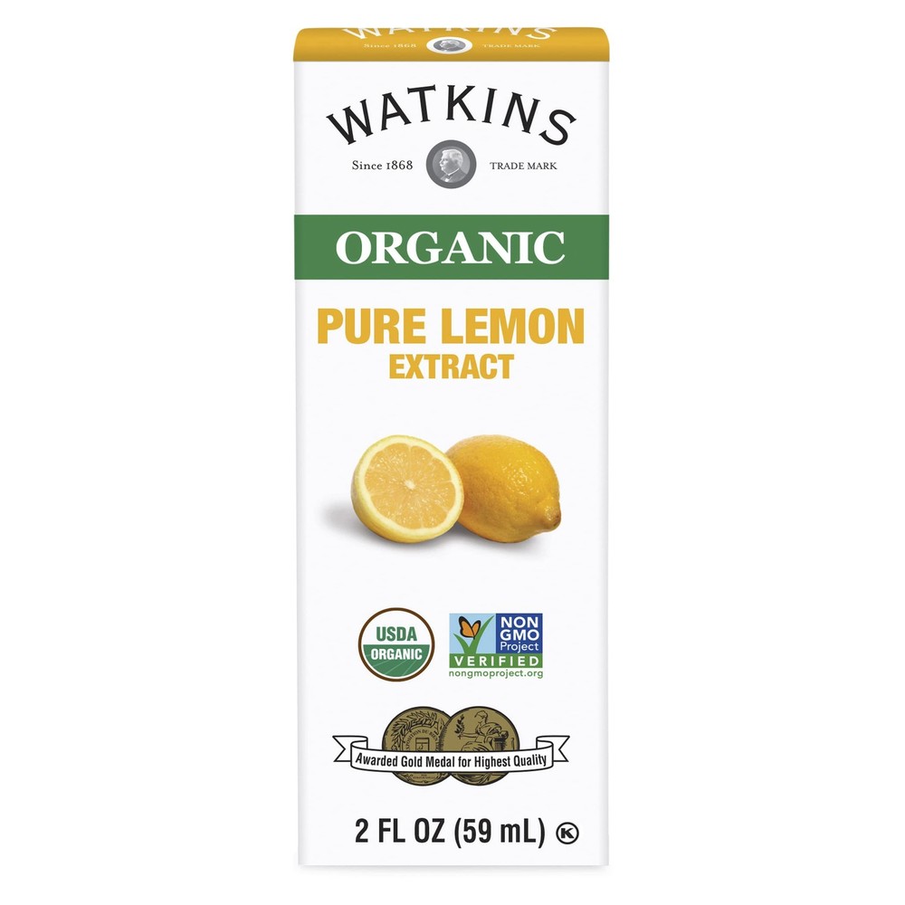 Watkins Organic Pure Lemon Extract, Non-GMO, 2 Fl Oz (Pack of 1), As Shown