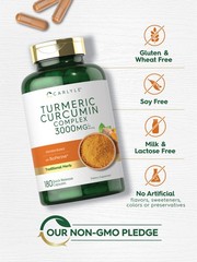 Turmeric Curcumin 3000mg 180 Capsules | with Bioperine | by Carlyle