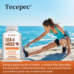 Sea moss, bladderwrack and burdock root capsules, immune and thyroid care