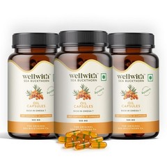 3x Wellwith Sea Buckthorn Berry Oil 30 Veg Capsules Himalayan Omega 3 6 7 9