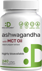 Ashwagandha Extract with Black Pepper Extract, 240 Softgels – Ayurvedic Root Ext