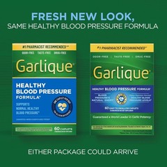 Garlique Garlic Extract Caplets Blood Pressure Support 60 Count Vegan