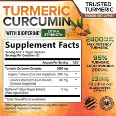 Turmeric Curcumin 2400mg Curcuminoids & BioPerine Black Pepper Supplement